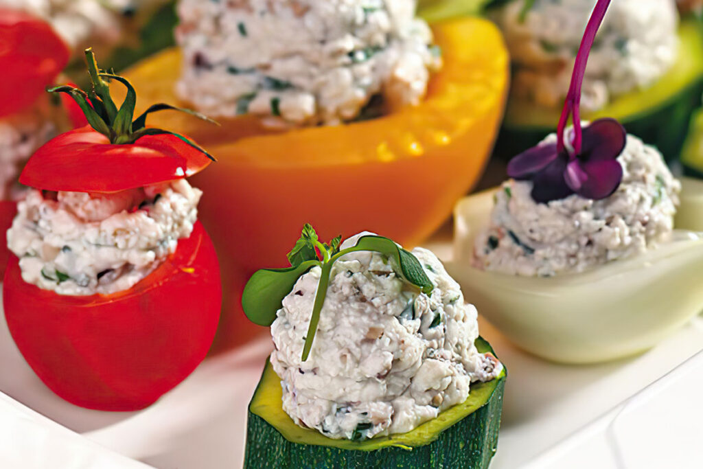 Zöldségek gombás túróval